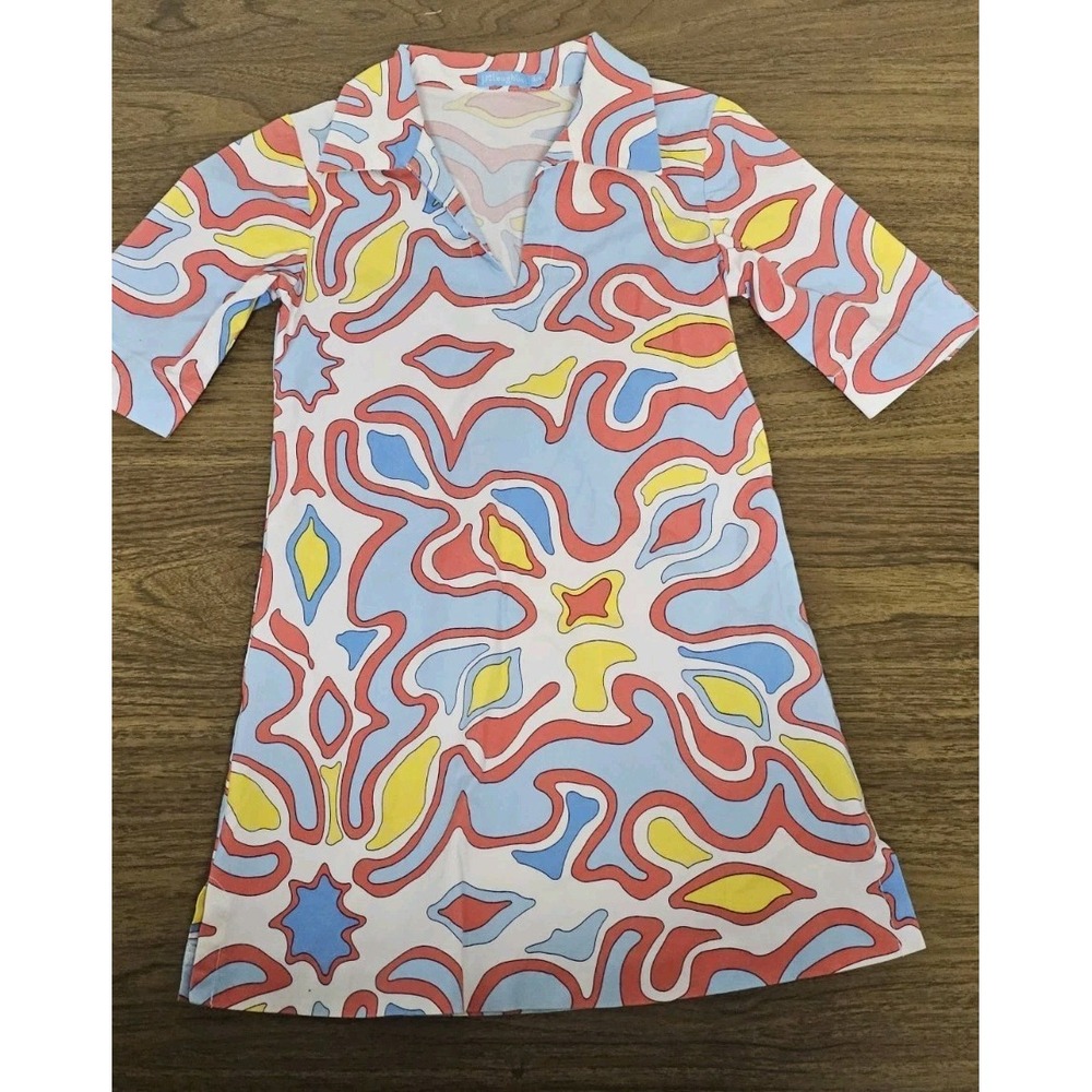 J. McLaughlin - Girls Blue Yellow Red/ Orange Tunic Dress 3/4